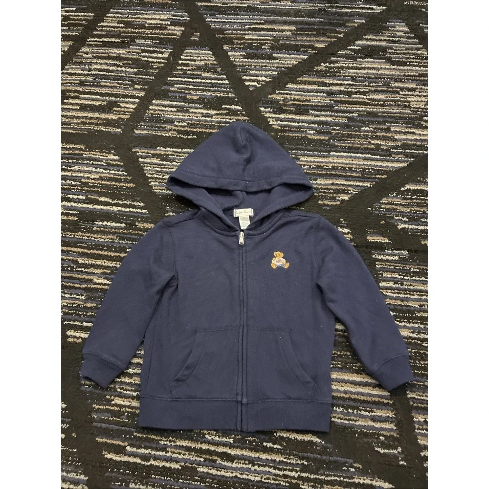 Ralph Lauren Polo Bear Full Zip Hoodie Baby Size 24 Month  Navy Blue Sweatshirt